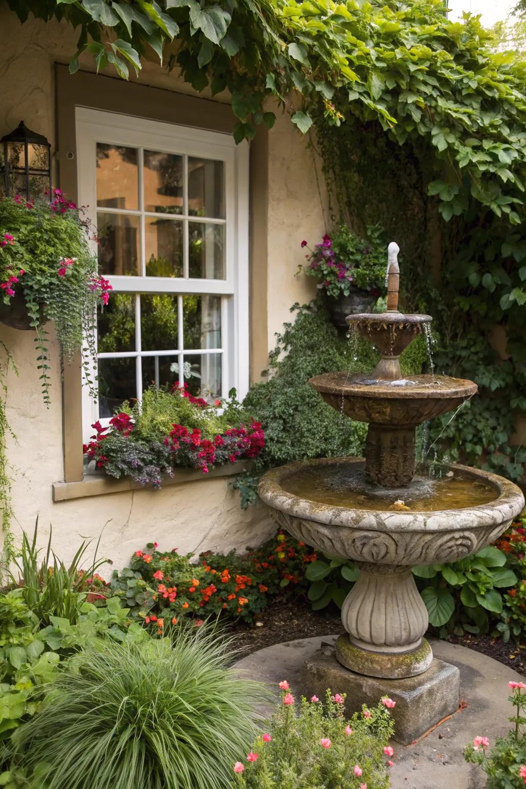 Accent pieces such as fountains contribute character and personalized charm to your cherished garden.