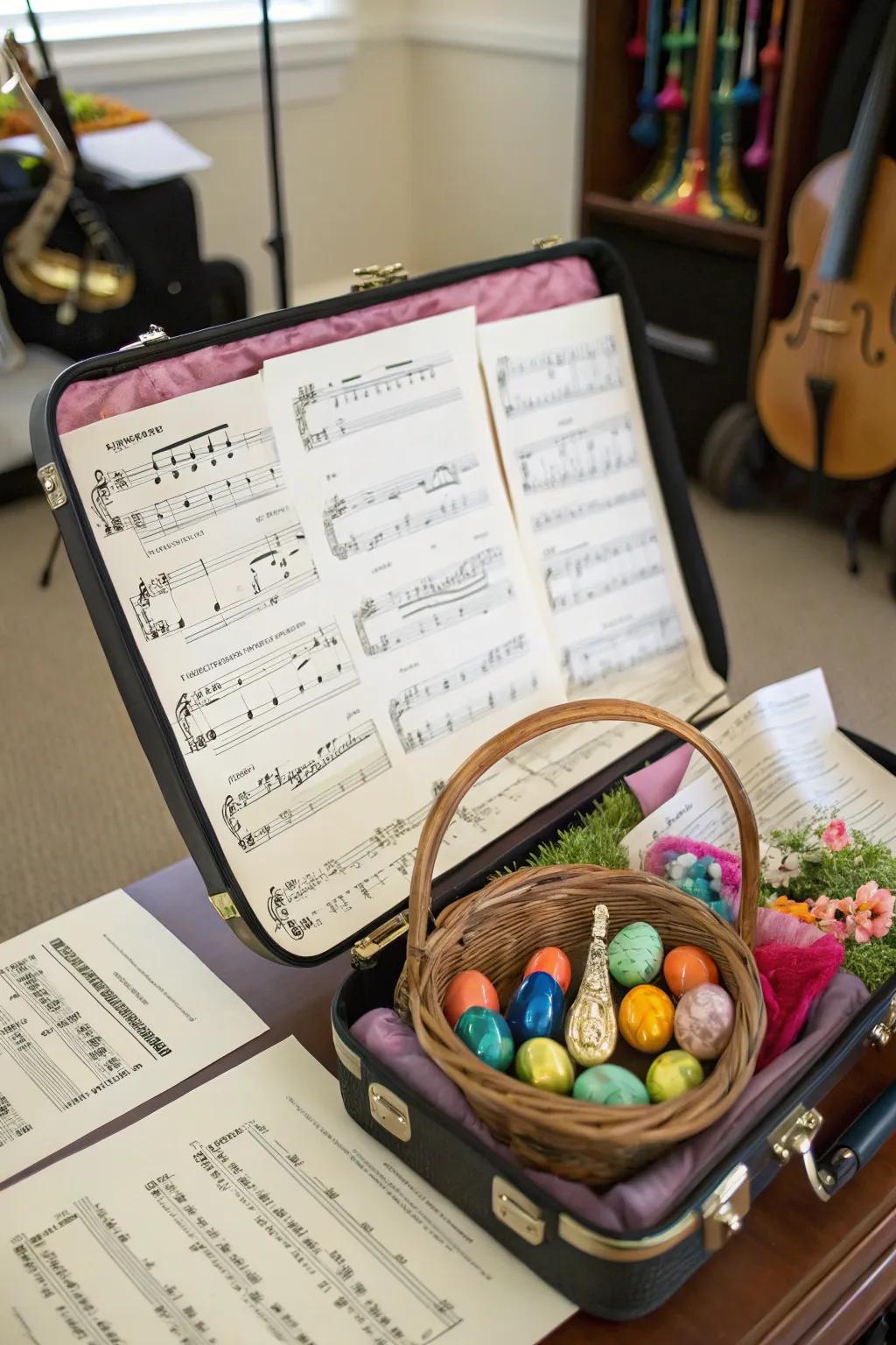 A melodic apparatus basket for the composers of melody.