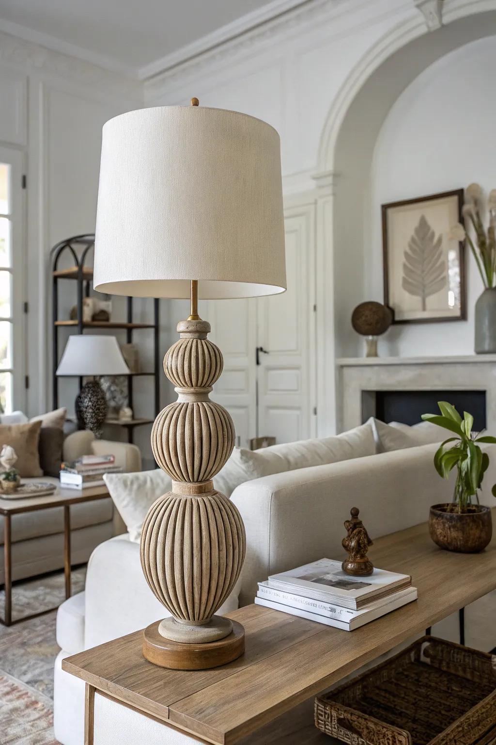Where art meets functionality in a sculptural lamp.