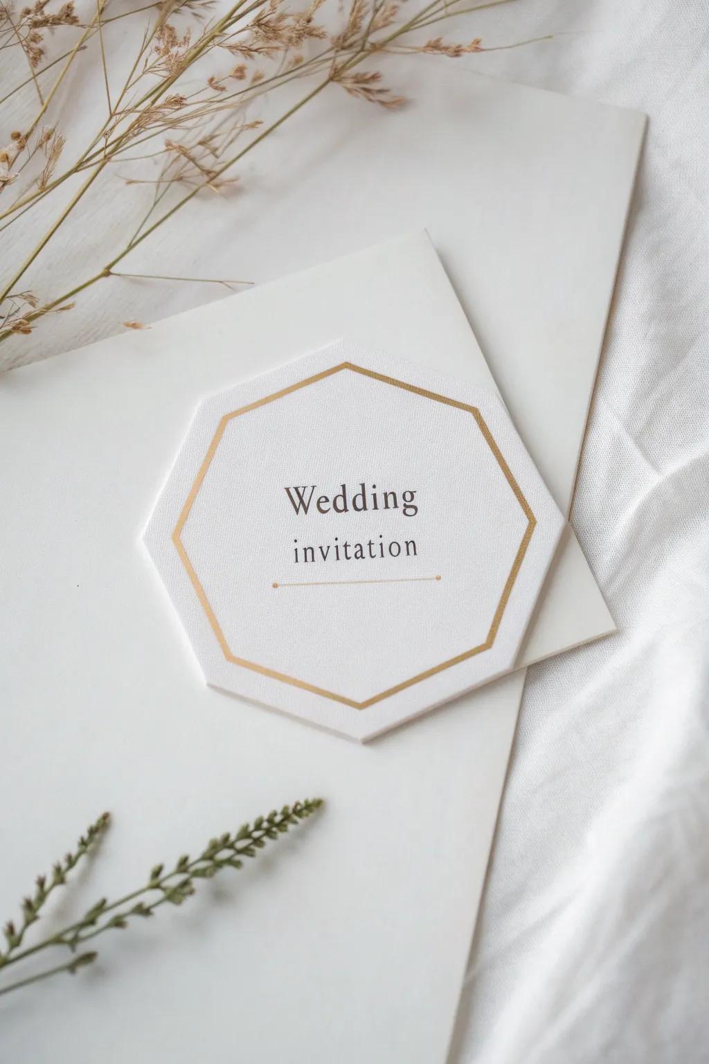 Geometric shapes contribute a modern touch to wedding invitations.