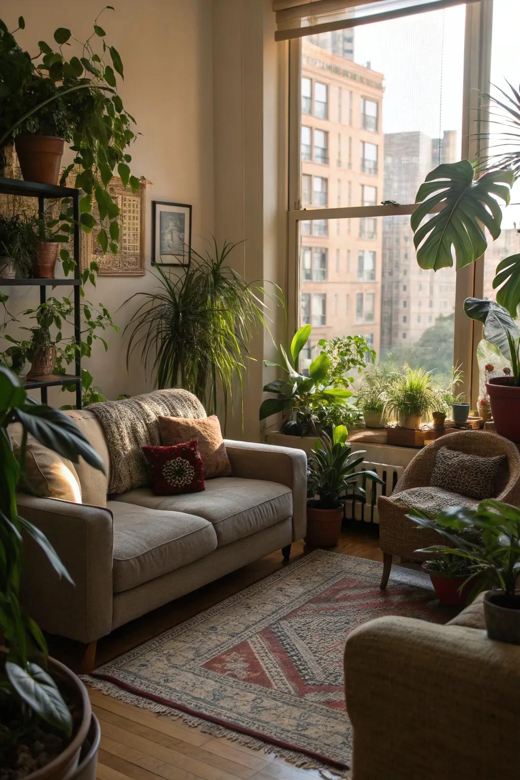 Plants bring a refreshing balance to urban interiors.