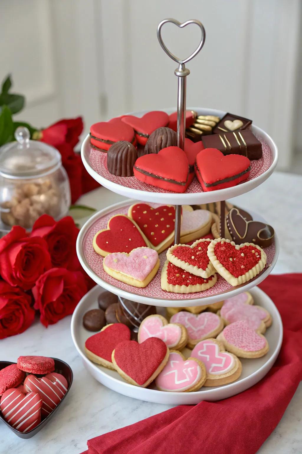An enchanting Valentine's Day dessert station
