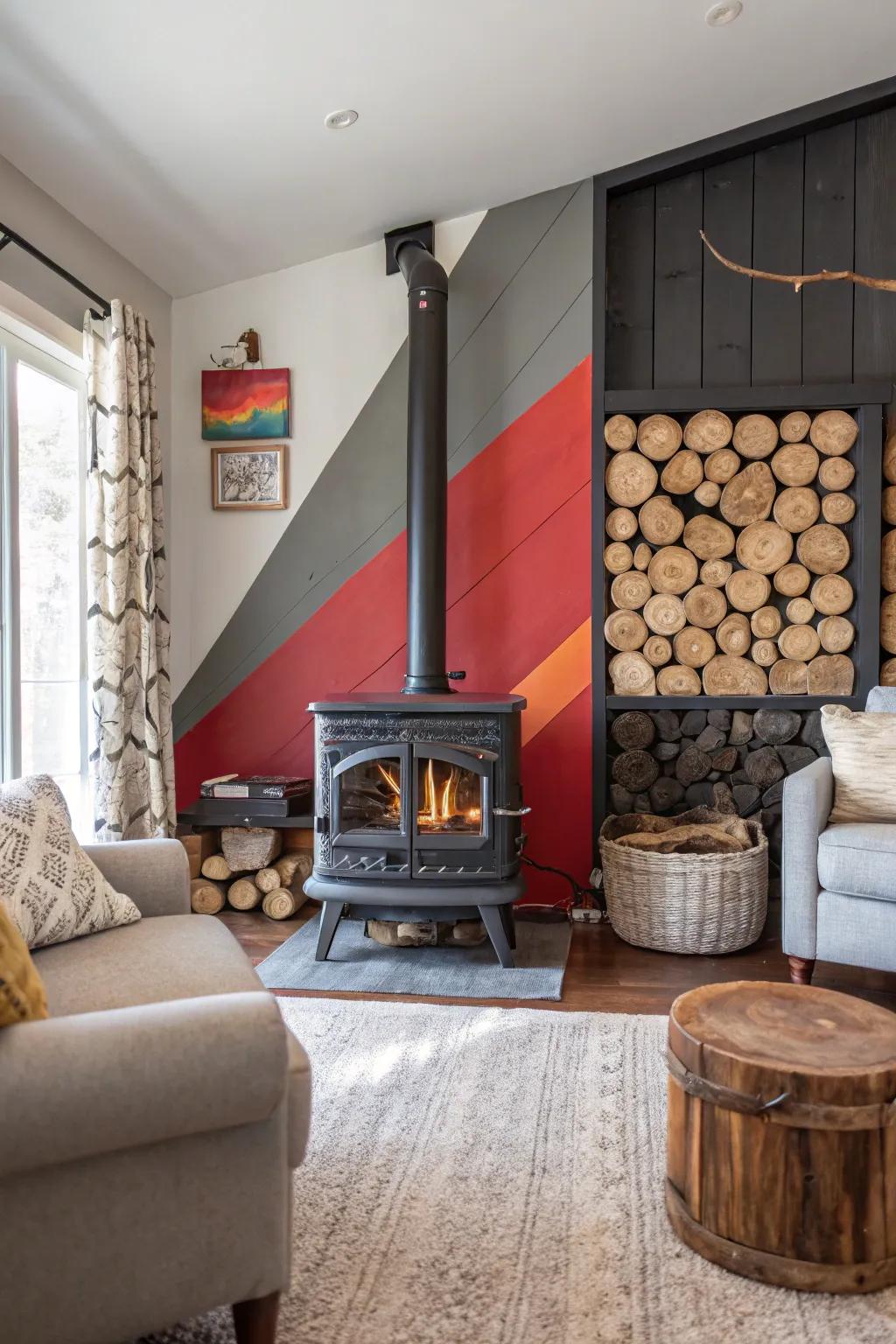 A striking feature wall can make your wood burner the center of attention.