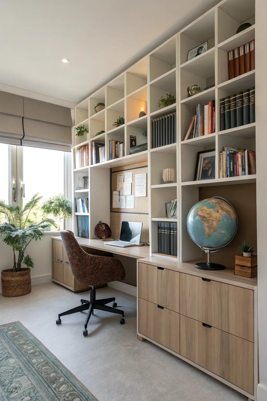 Harmonize function and flair with sizable wall cubes.