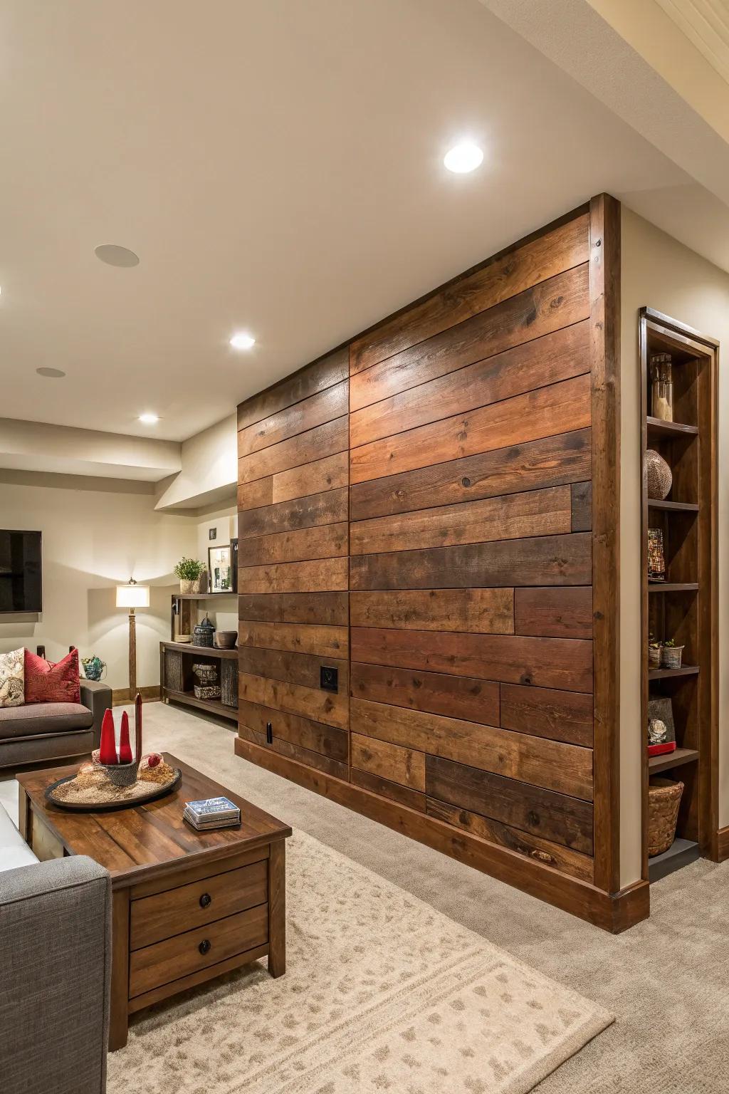 Make a statement with a timber accent wall.