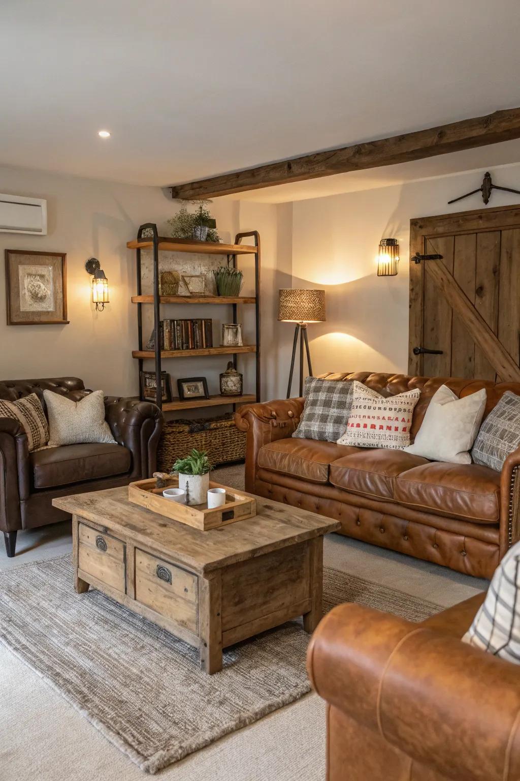 A balanced mix of period and new items in a family room.