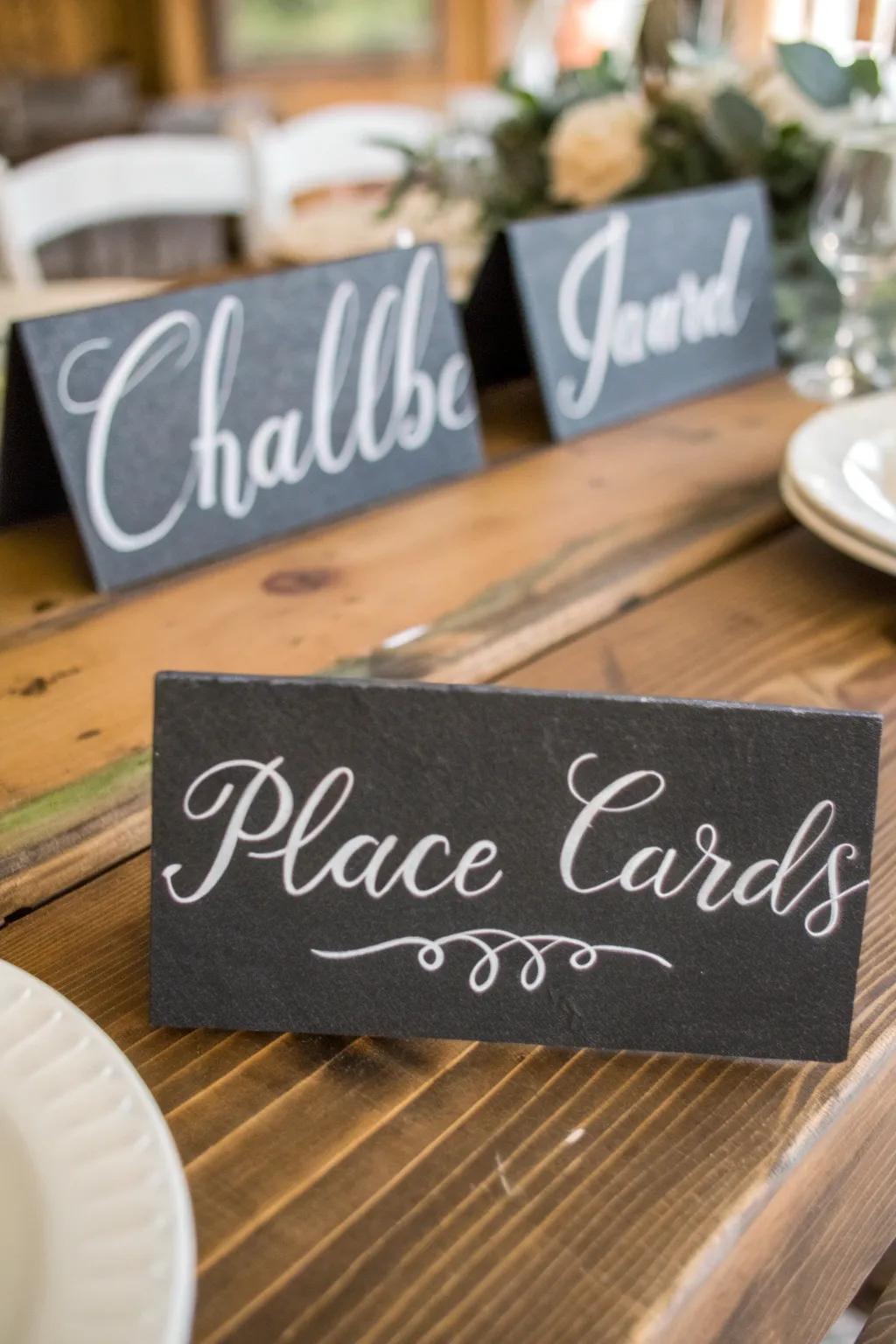 Sketchboard markers providing a homespun, earth-friendly wedding favor