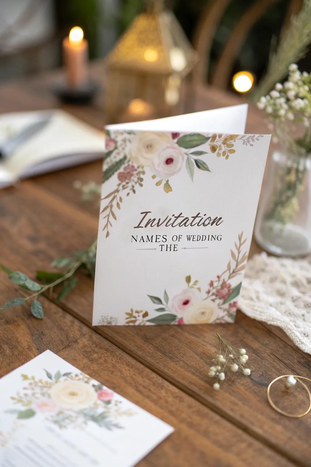 Customized announcement with penmanship names and dates.