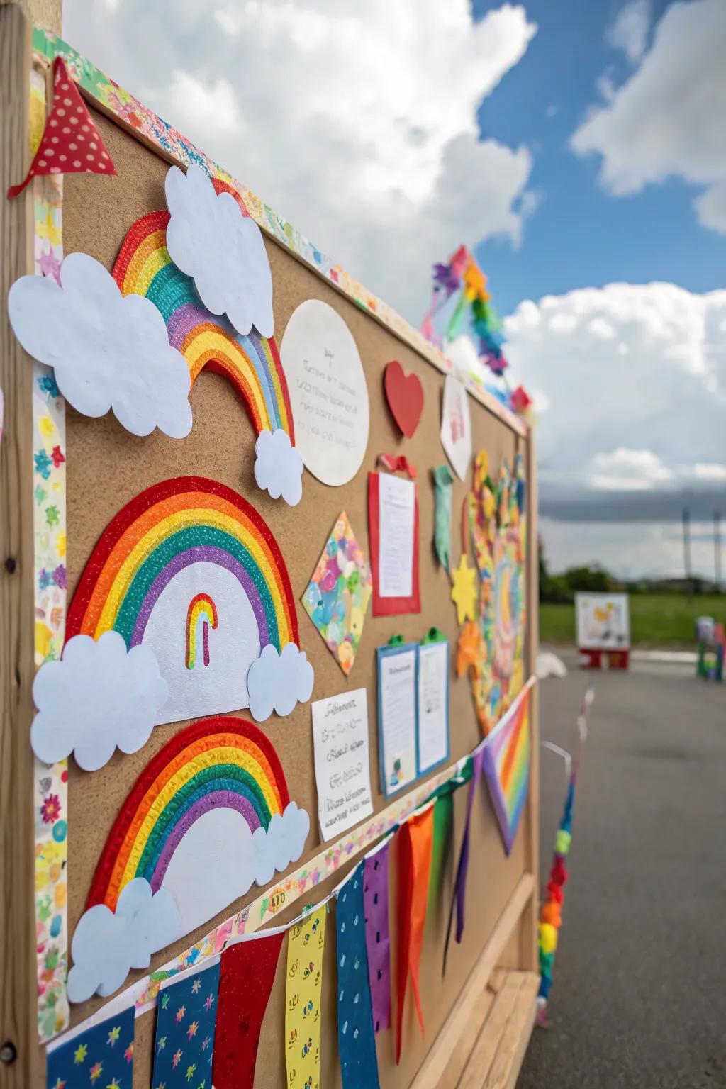A rainbow-themed board delivering a vibrant kick-off to the academic year.