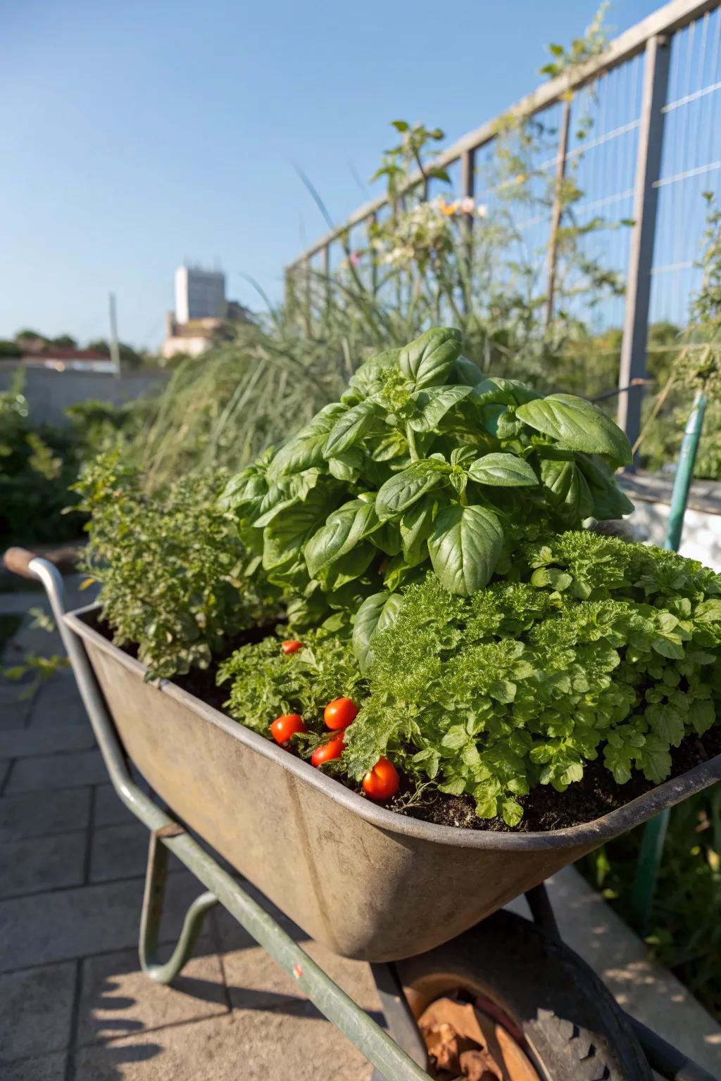 Cultivate your own edibles in a charming wheelbarrow garden.