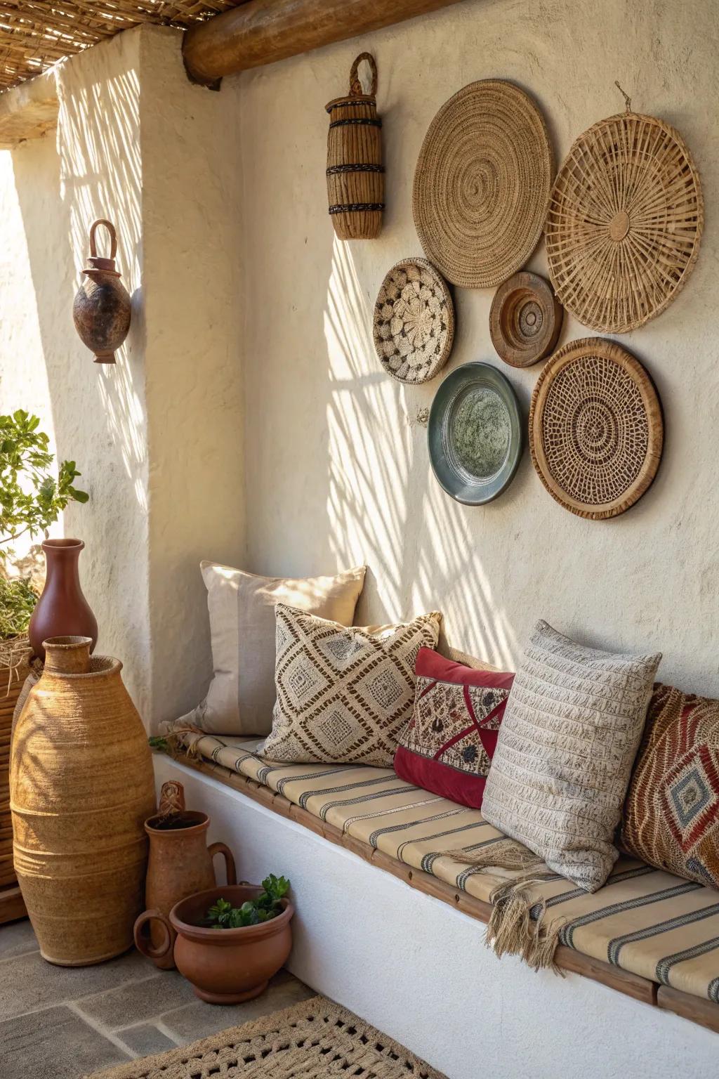 Achieve a layered, rich appearance by mixing different materials.