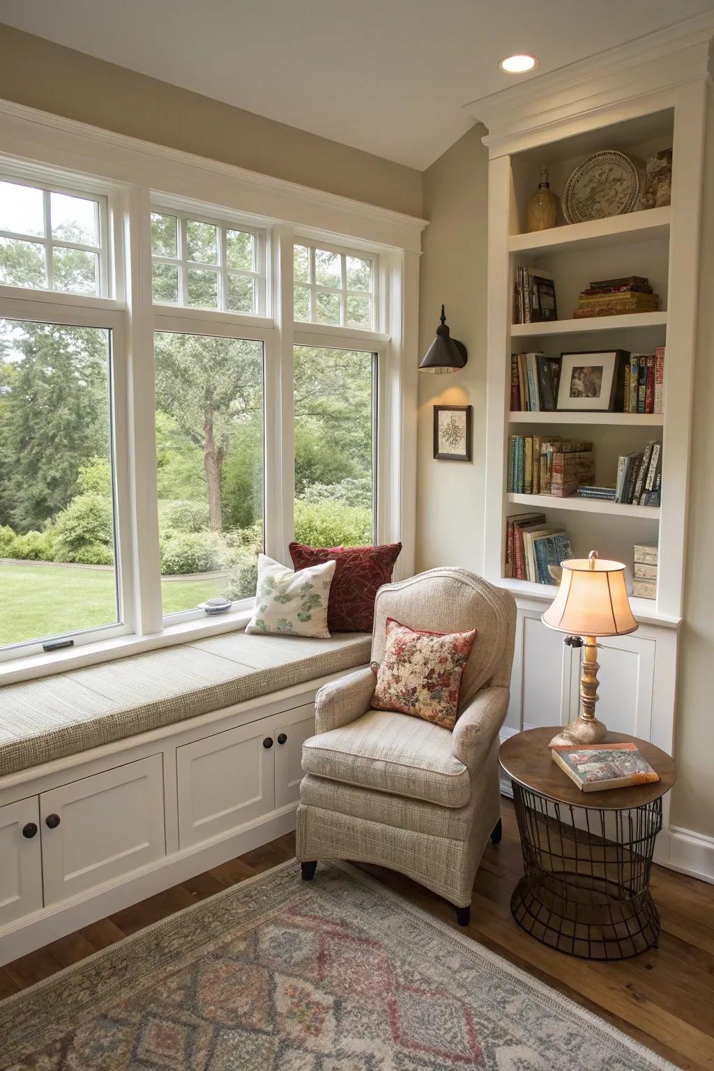 A window nook that unifies utility with style.