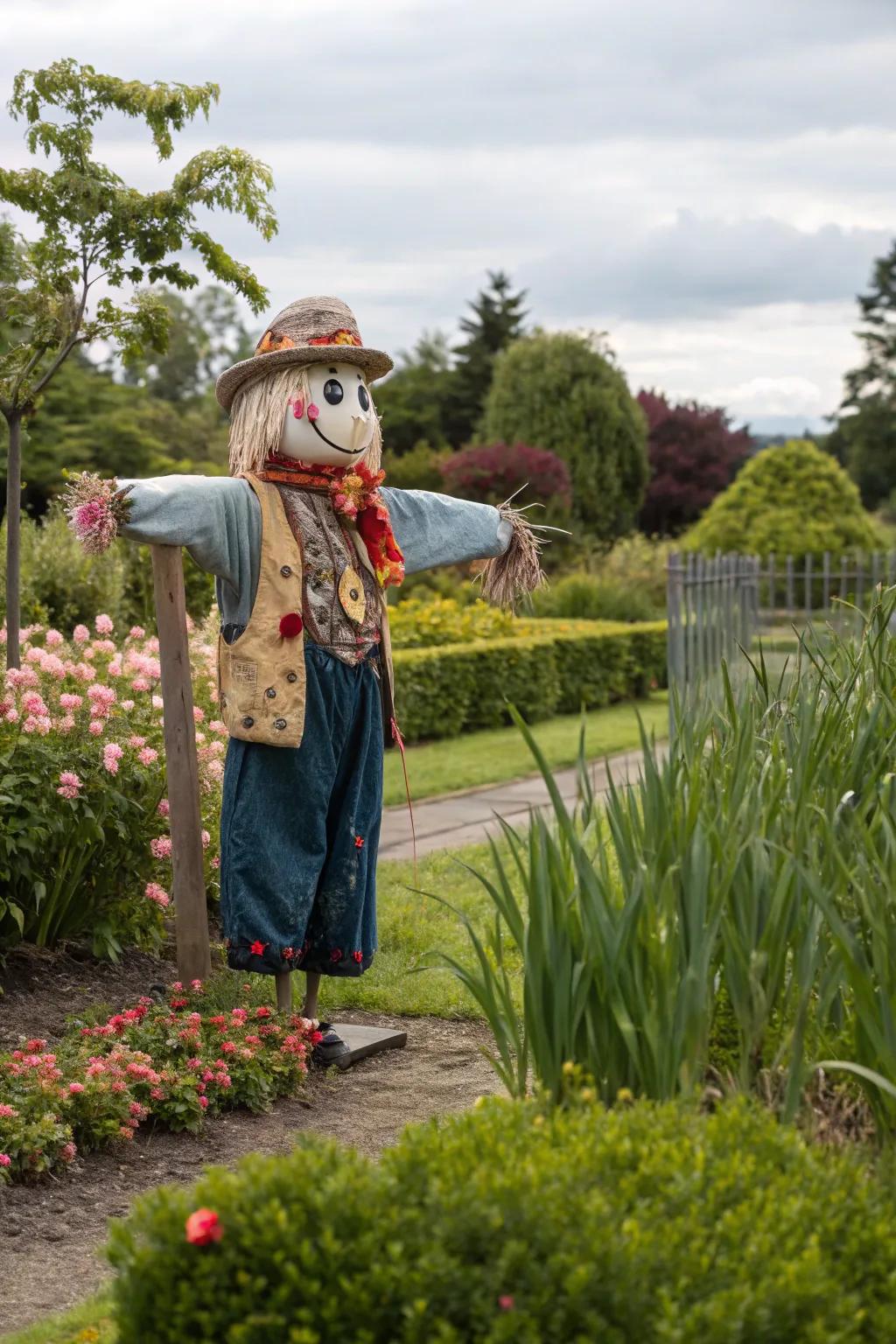 An icon of culture scarecrow personifying pop culture elements.