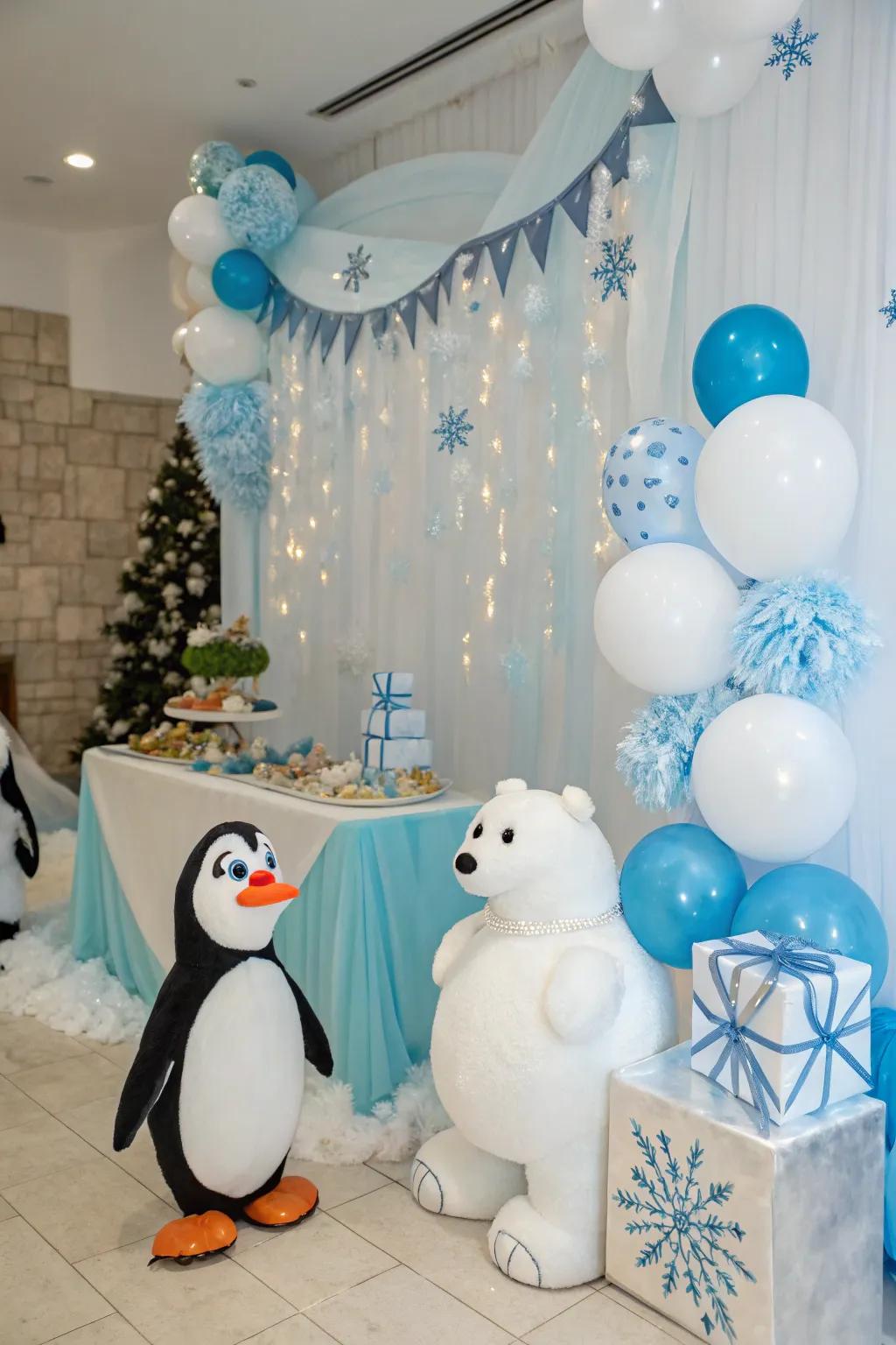 A charming water fowl and white bear themed baby party.