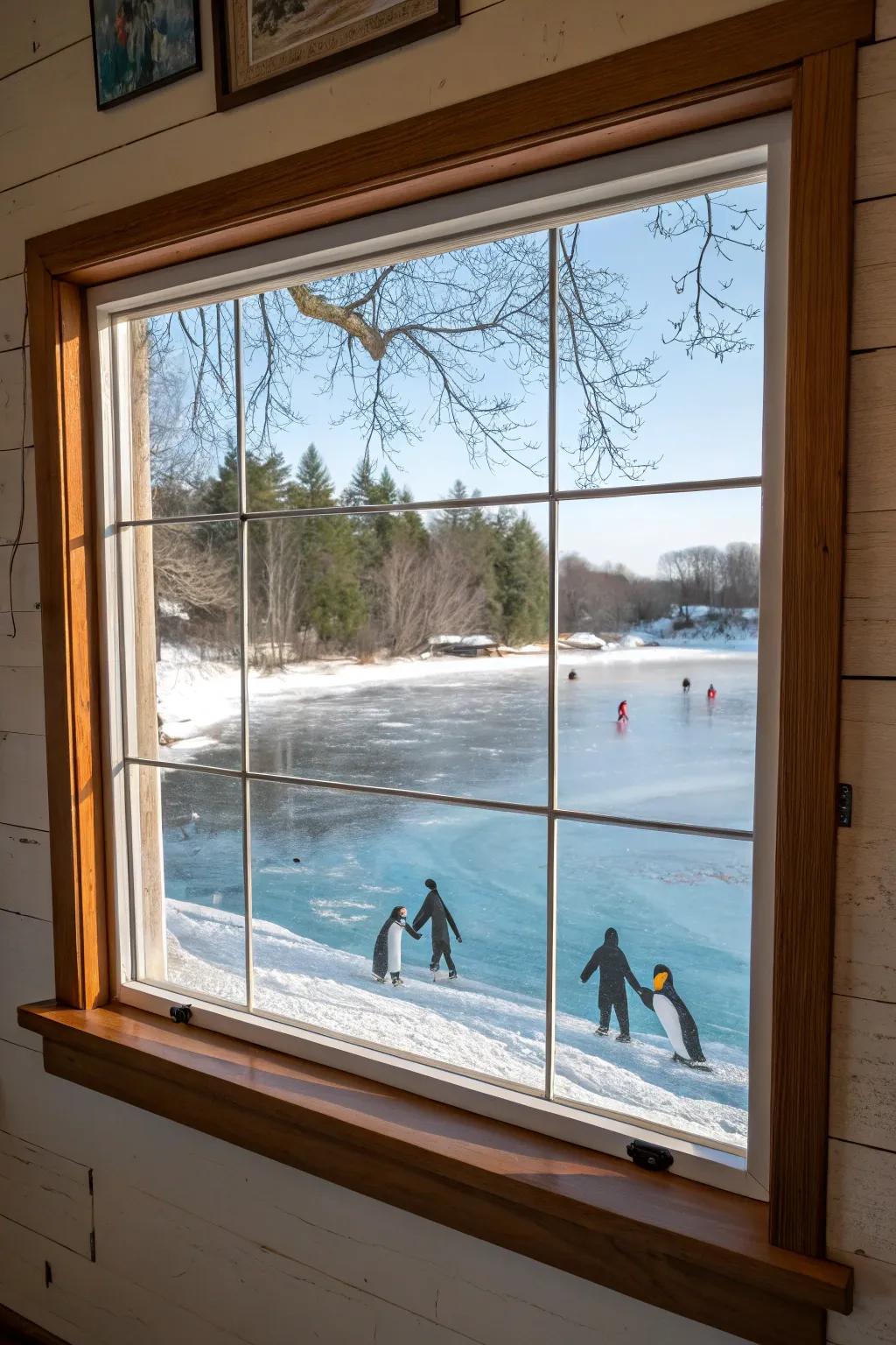 Playful aqua skaters bring a whimsical touch to your winter scene.