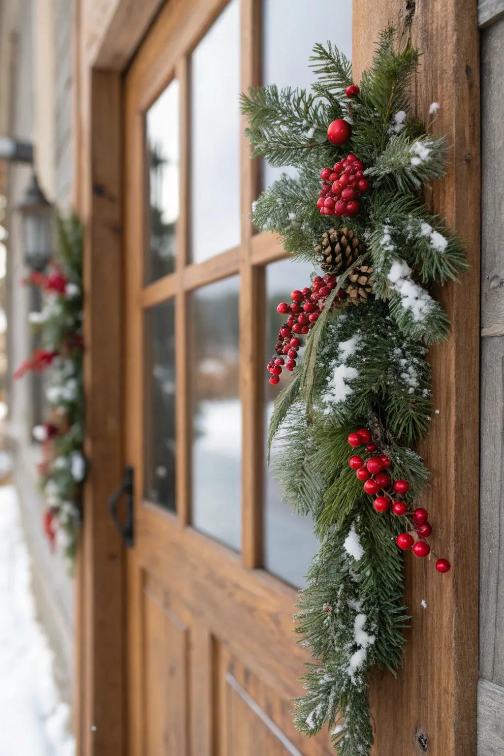 Evergreen wreaths impart a hint of quintessential elegance.