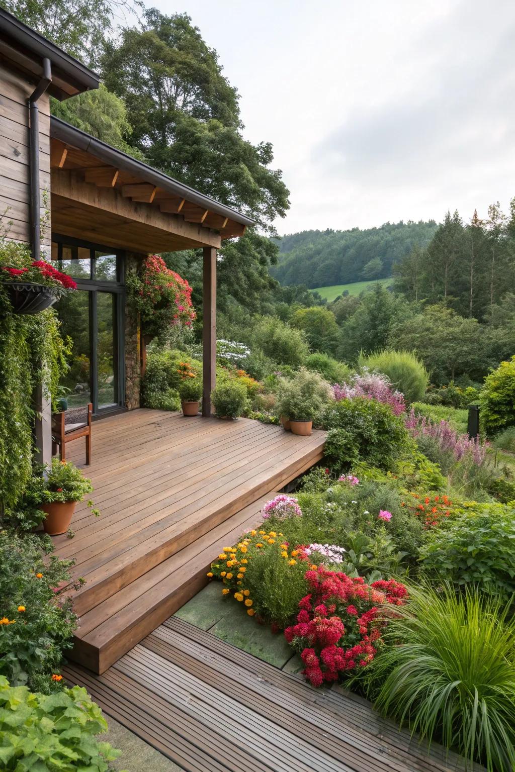 Harmonizing your terrace with a garden fosters a harmonious outdoor sanctuary.
