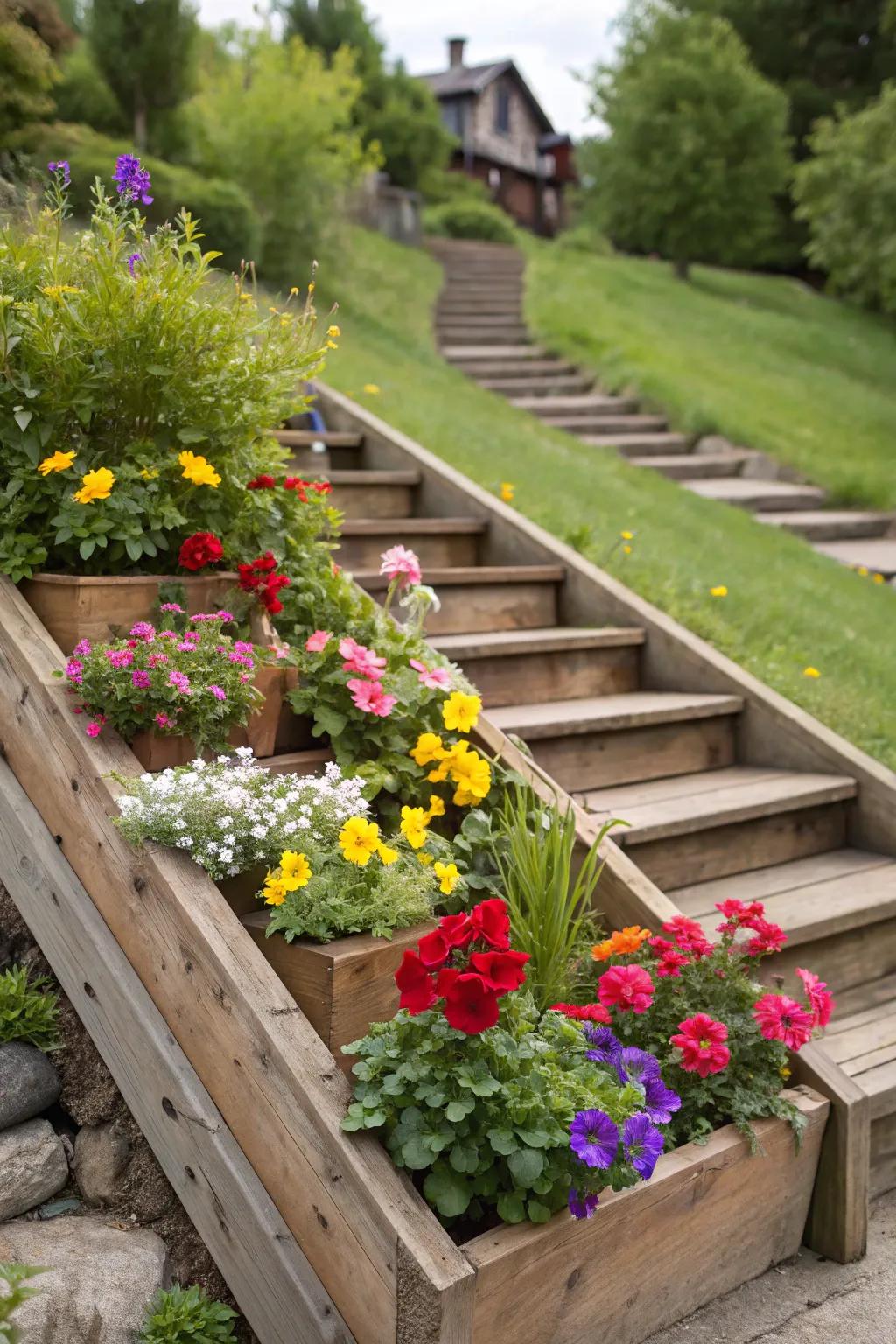 Introduce layers to your garden with elevated step displays.