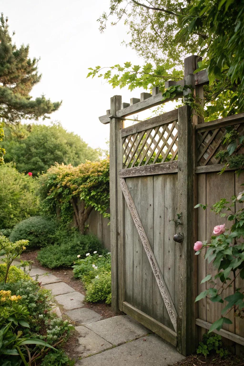 Lattice-topped gates offer a harmony of style and privacy.