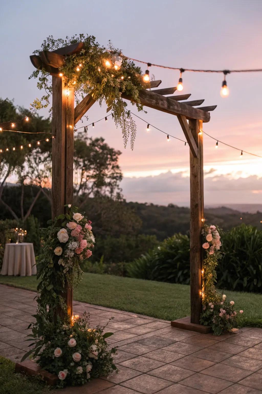 Fairy lights create a magical, dreamy atmosphere.