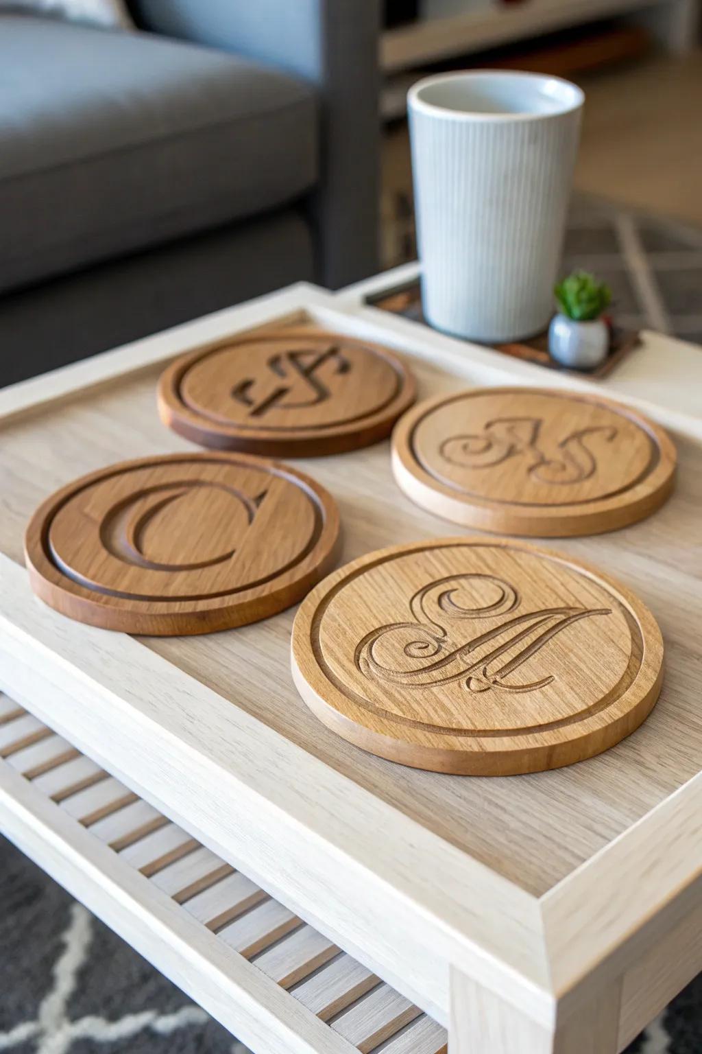 Bespoke timber coasters that introduce a personal flair to entertaining.