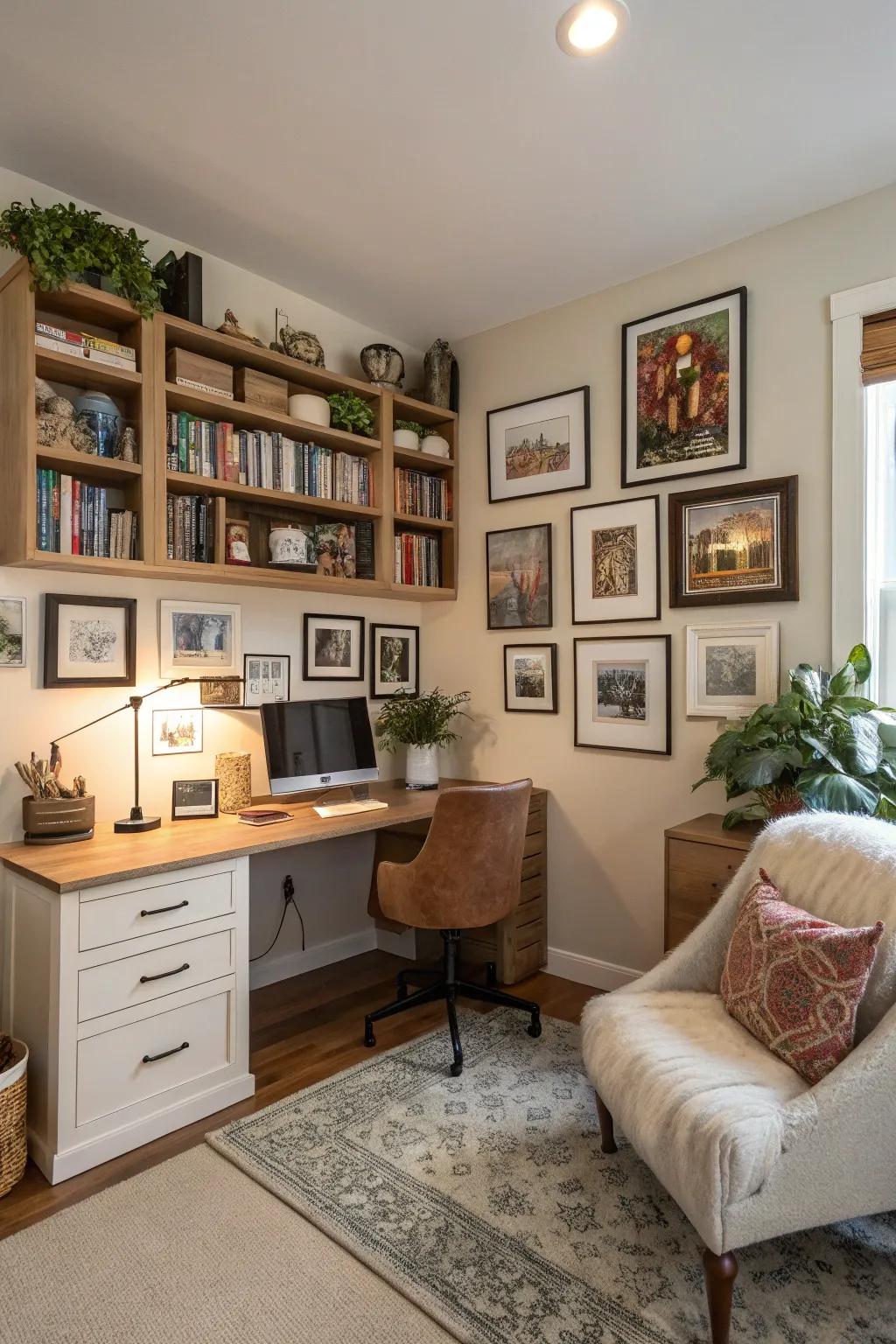 Personal details transforming the workspace into an inviting sanctuary.