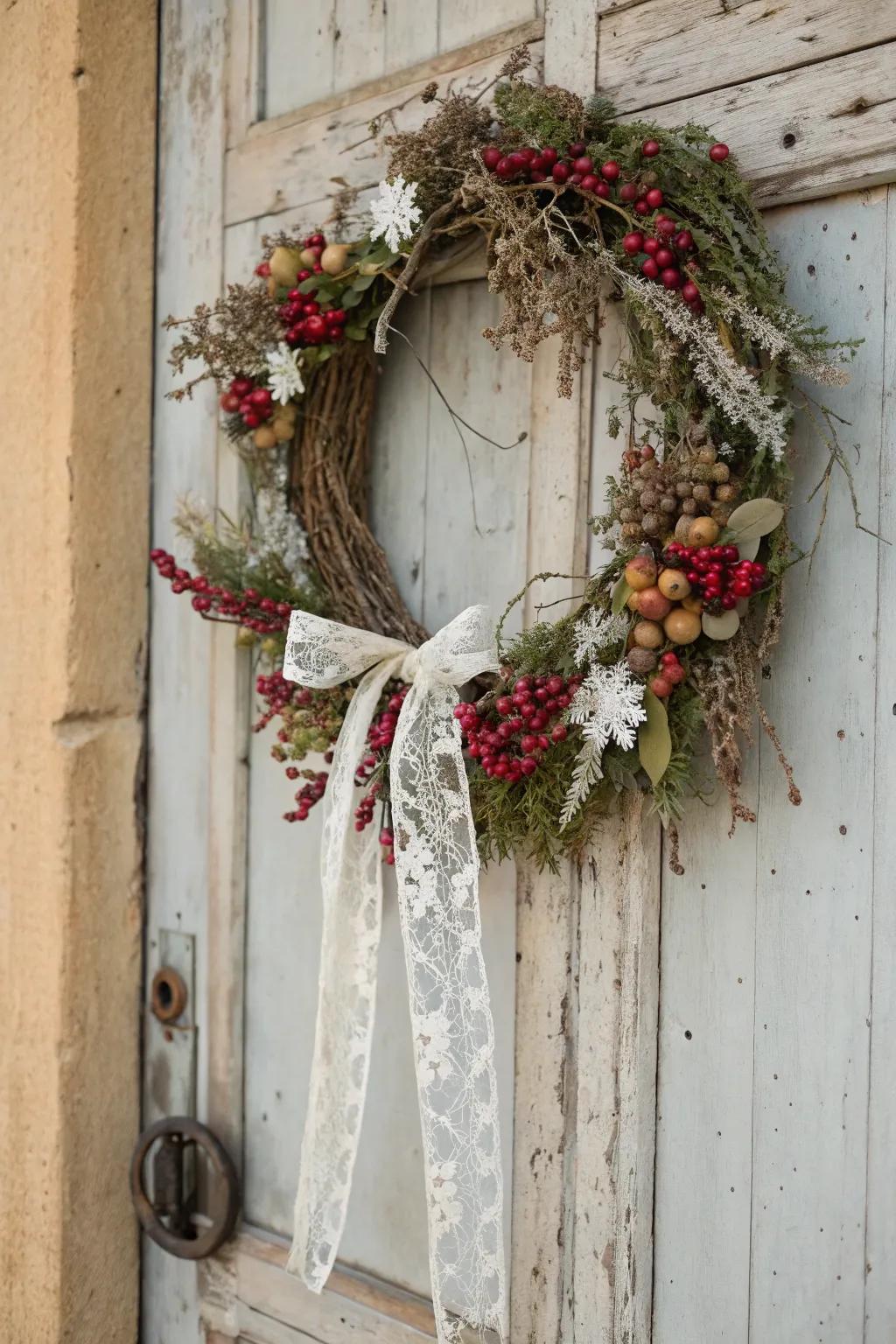 A wreath whispering stories from Christmases past.
