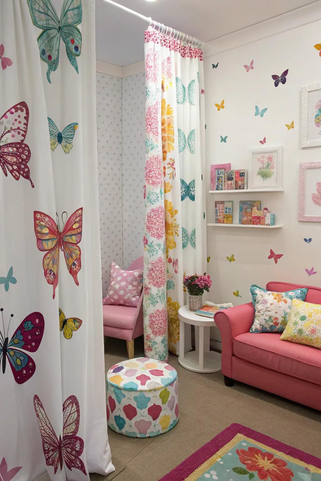 Butterfly motifs bring a whimsical feel to Y2K decor.