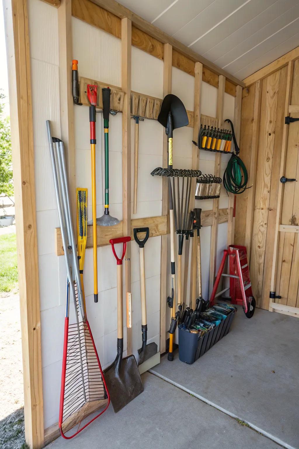 Storage solution for multiple tools that is space-conscious and effective.