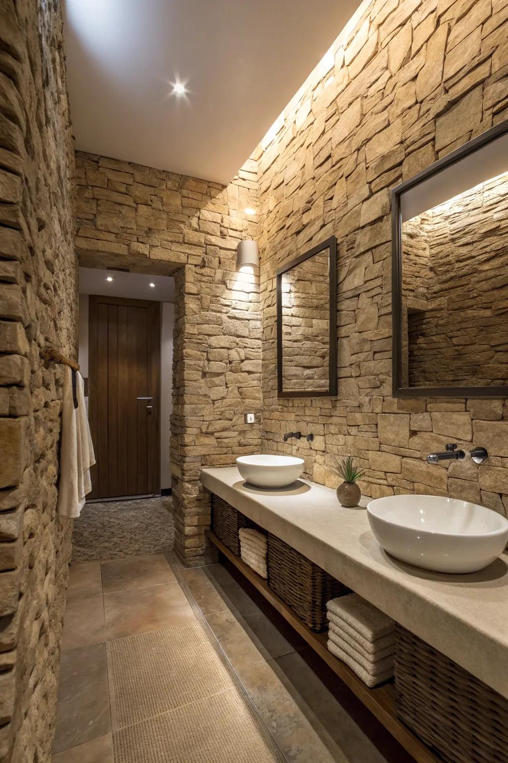 Textured walls give any zen bathroom depth and character.
