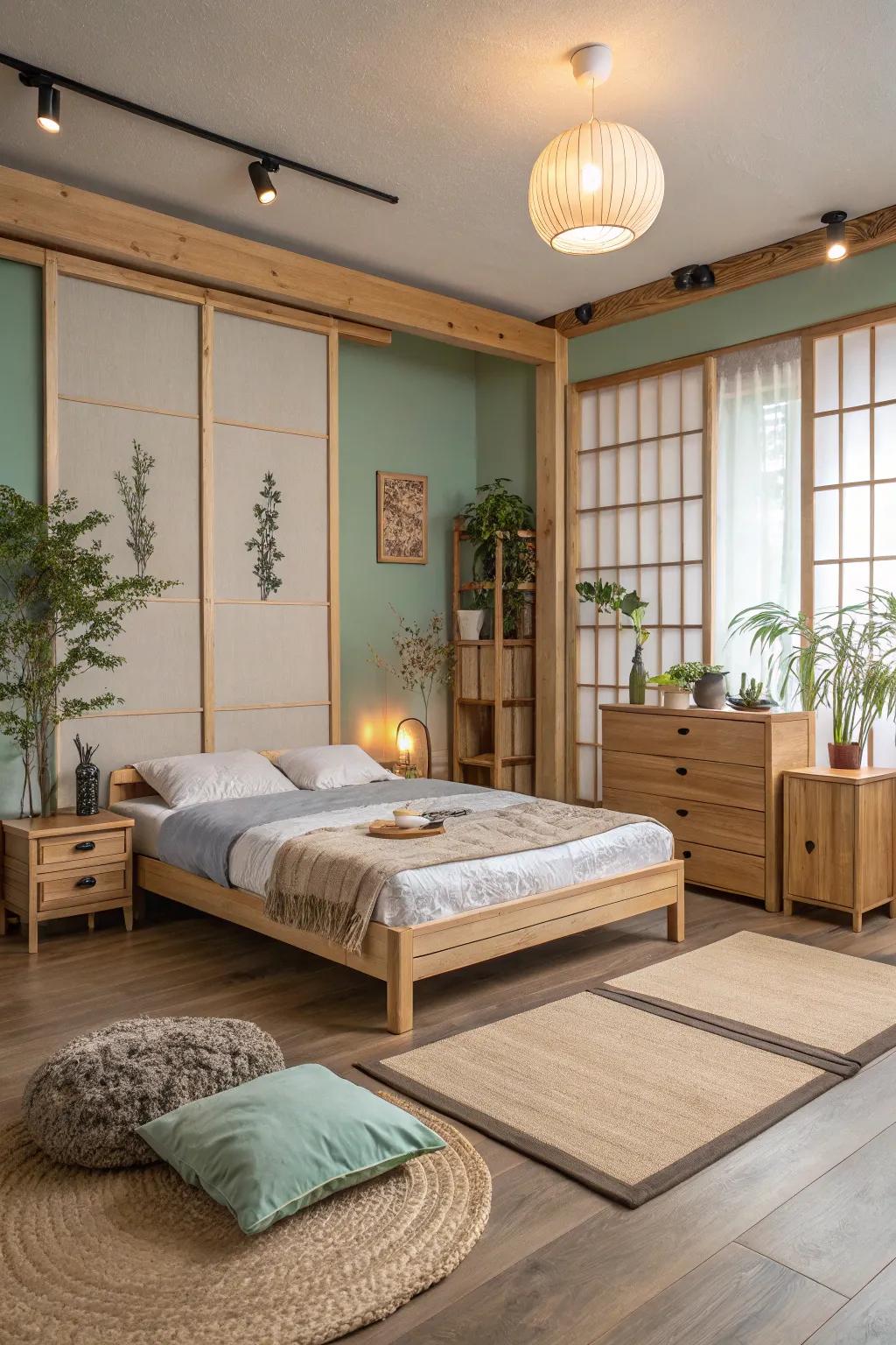 Pale wood tones fill the area with the inviting essence of nature.