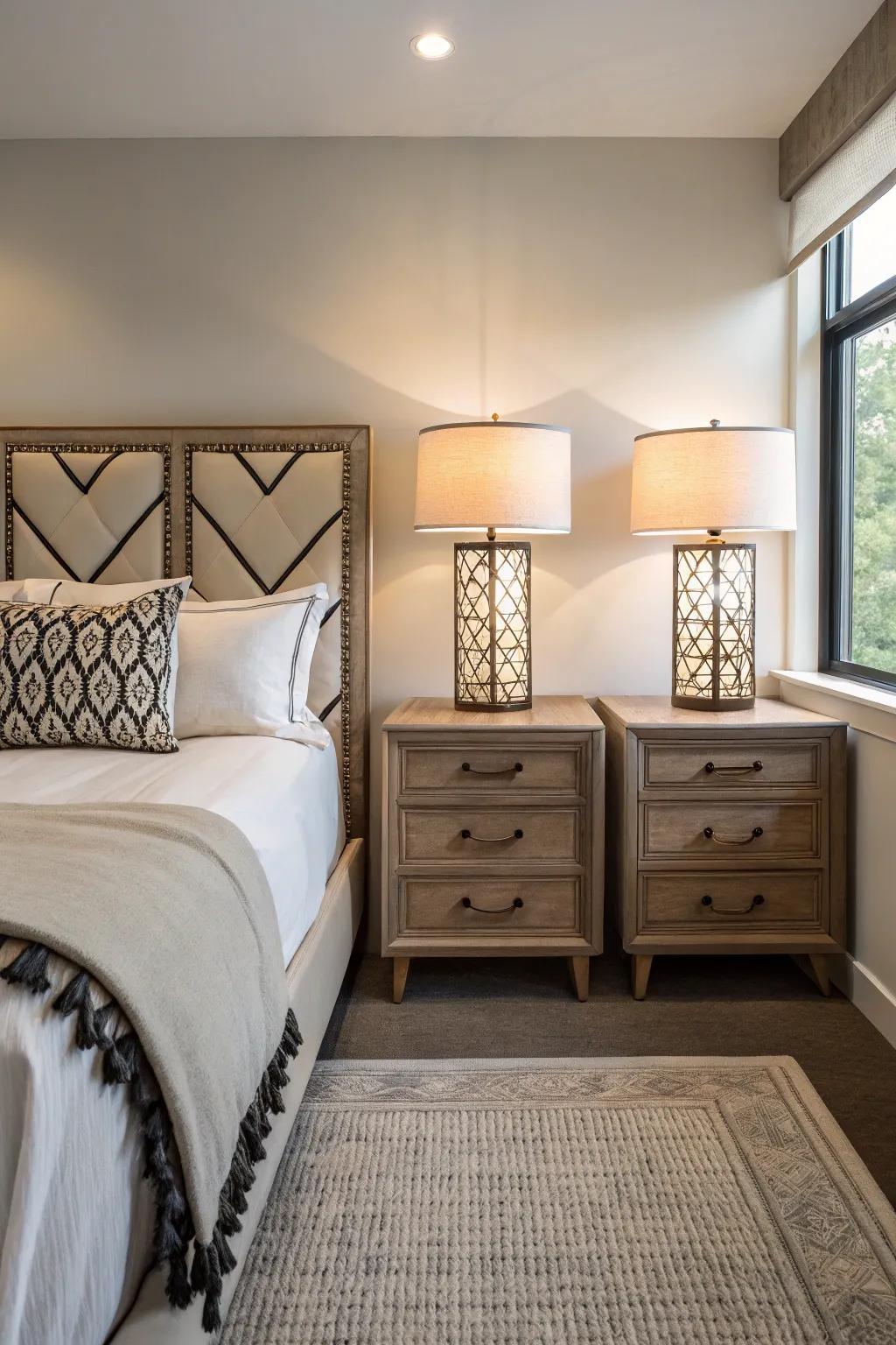 Symmetry cultivates balance and concord in your bedroom.