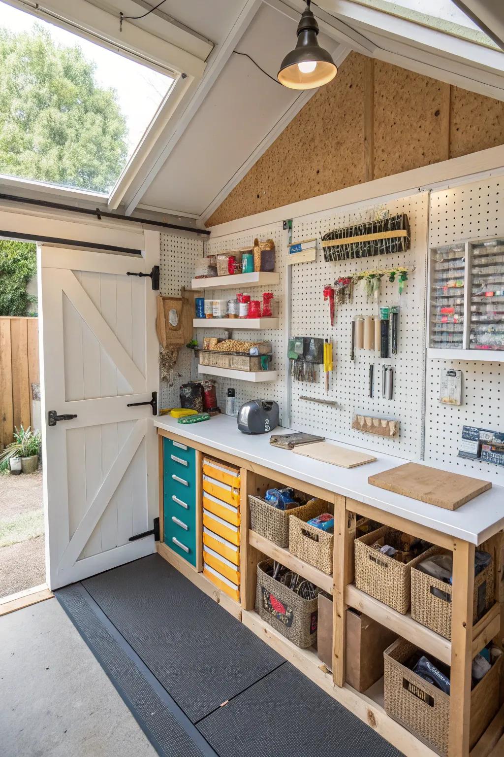 Transform your shed into a craft center for your DIY projects.