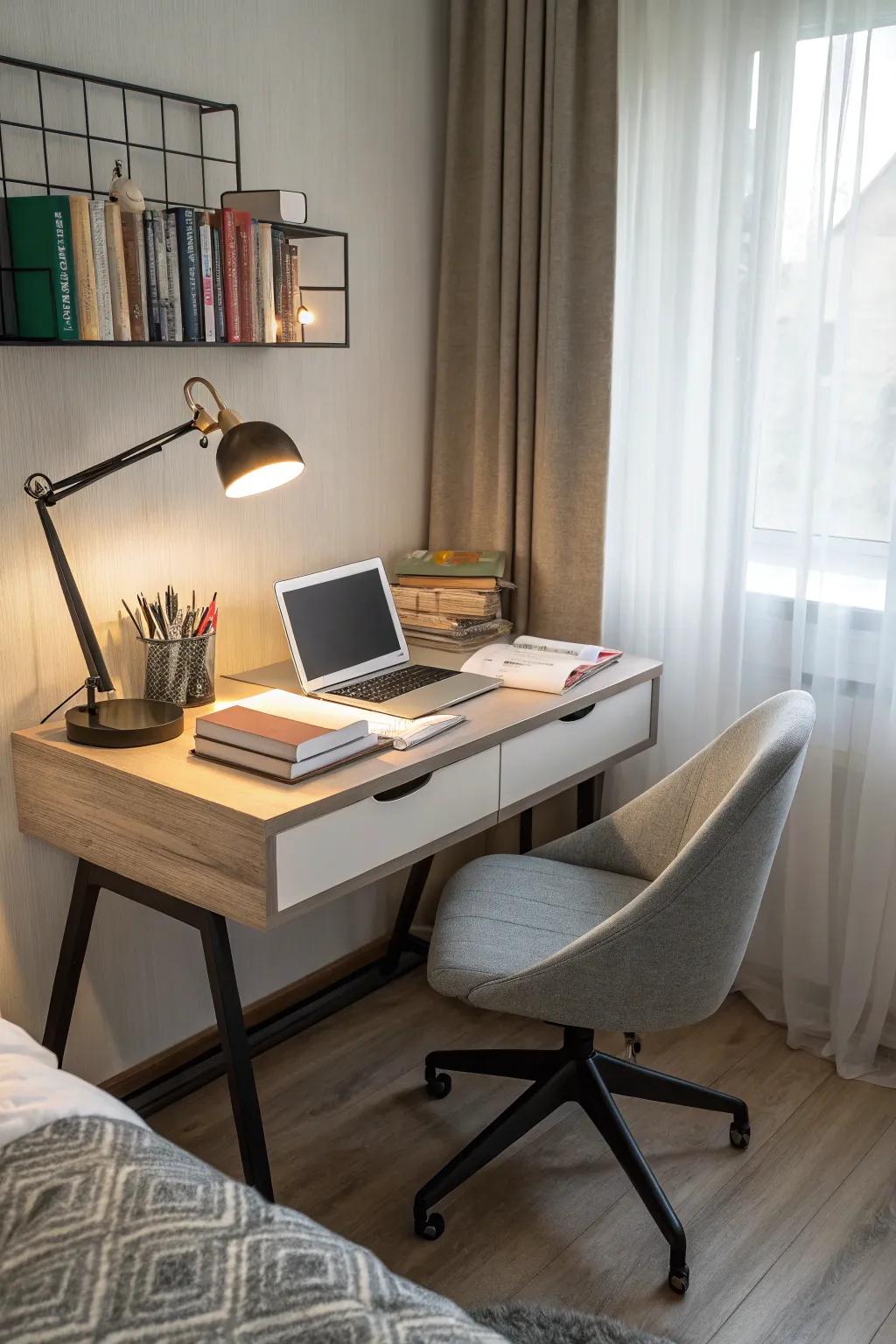 A well-organized study area promotes productivity.
