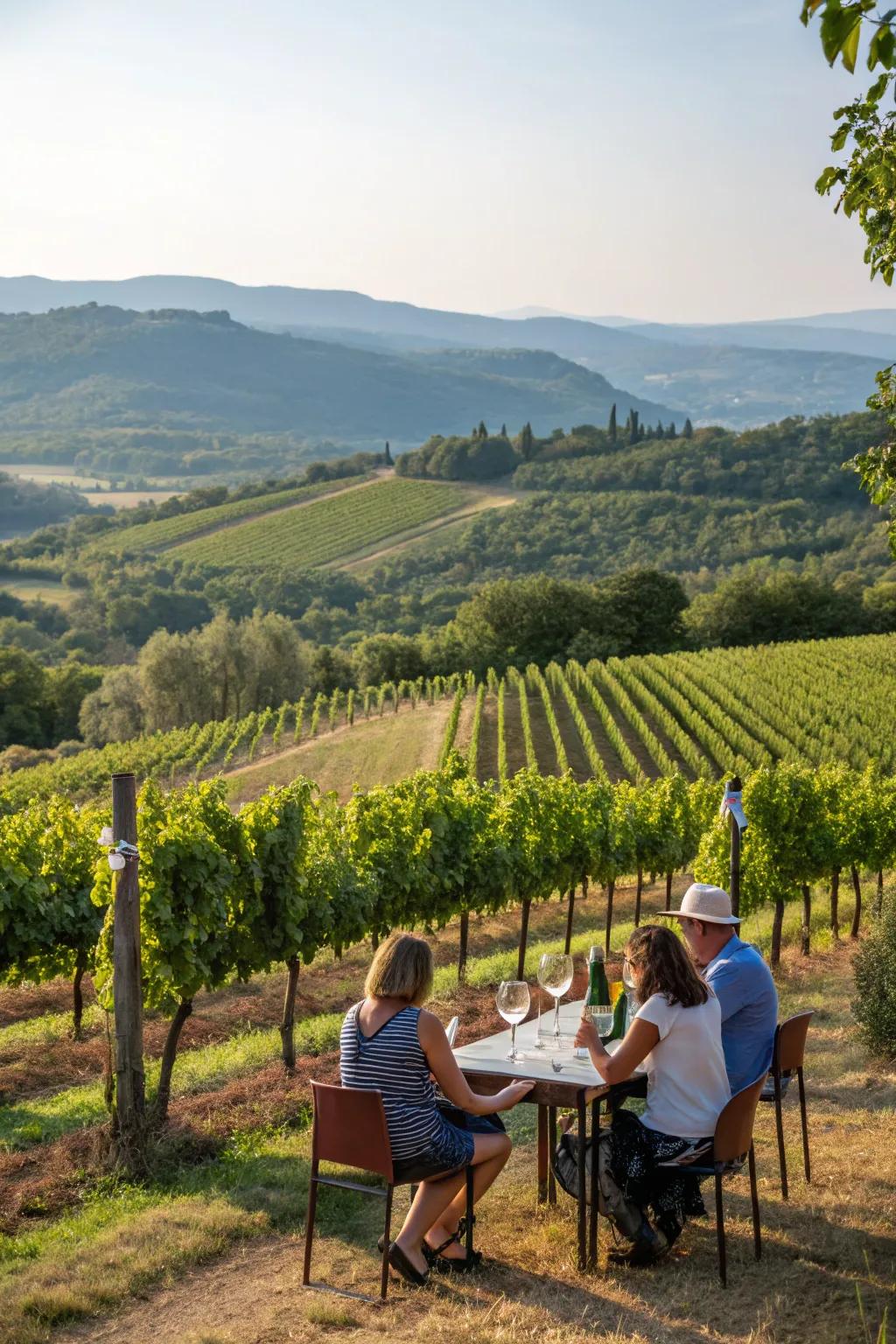 Relish a relaxed afternoon at a scenic vineyard.