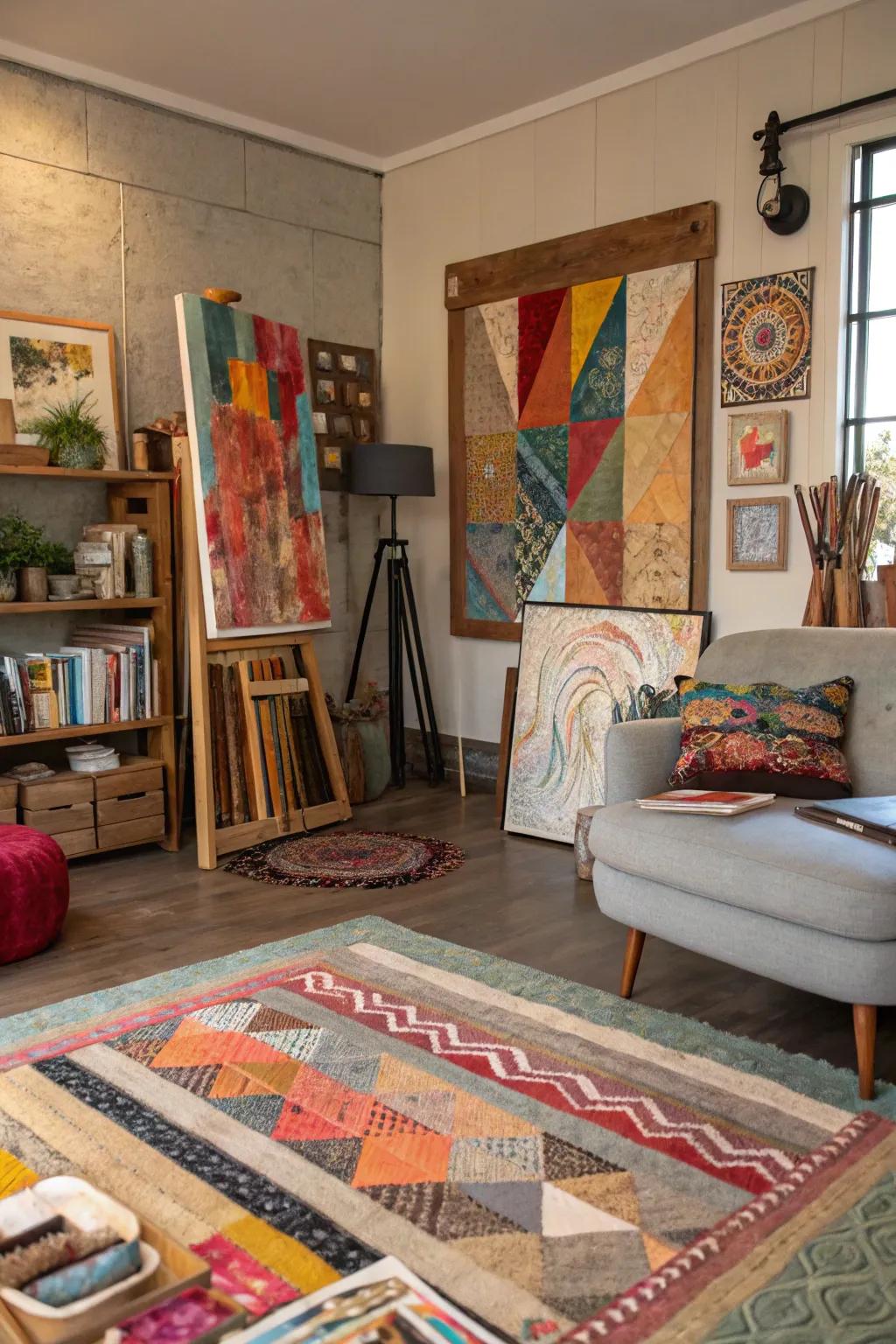Assorted media art contributes distinctive appeal to your area.