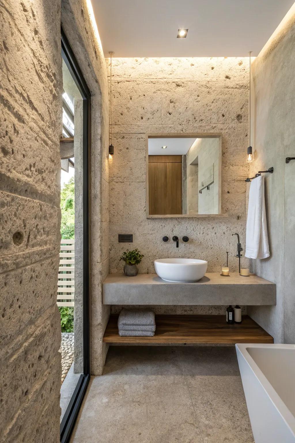 Textured roughcast adds a contemporary, industrial boldness.