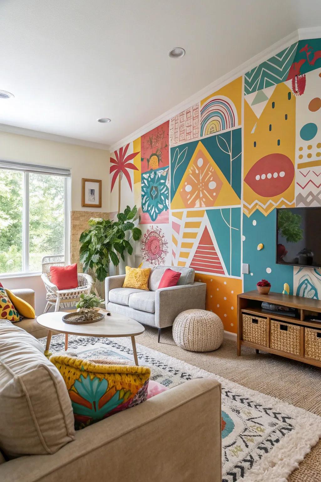 Create a unique look with eclectic mixture murals.
