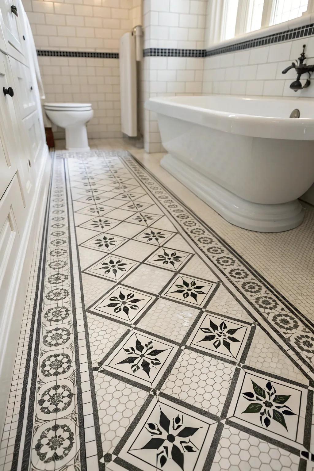 Patterned tiles bring retro elegance to your space.