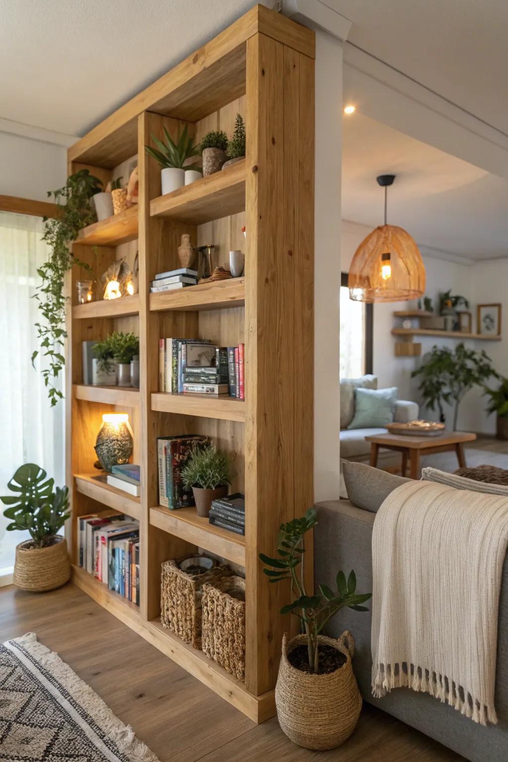 Natural lumber racks bring warmth and texture to your abode.