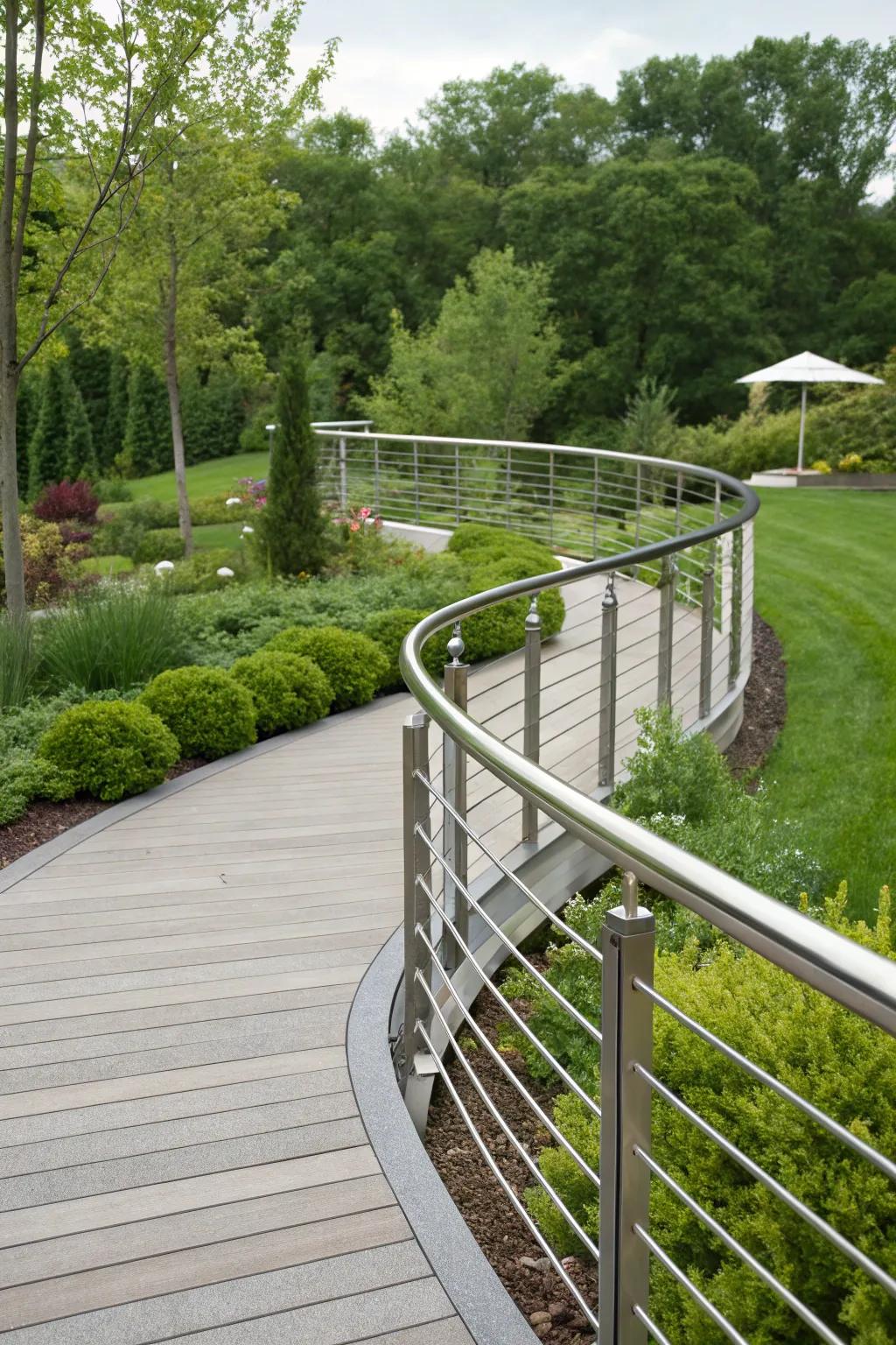 Bended alloy borders adding elegance to garden paths.