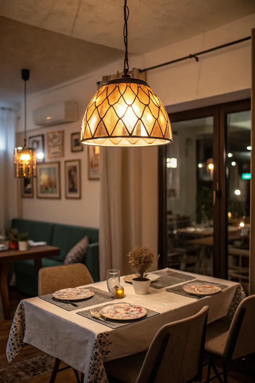 Pendant lighting adds flair and emphasis.