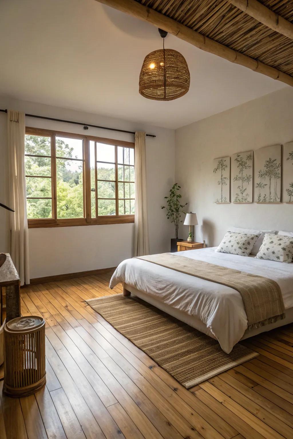 Bamboo flooring combines sustainability with exotic elegance.