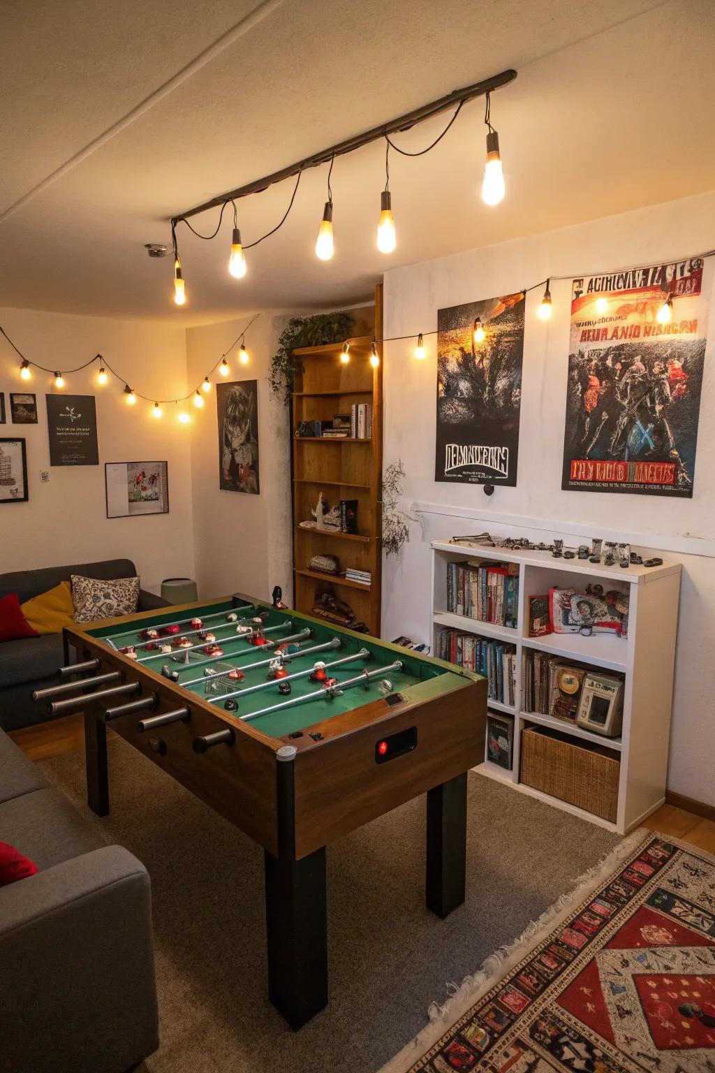 Recreational tables inject a dynamic element, transforming any apartment gaming room.