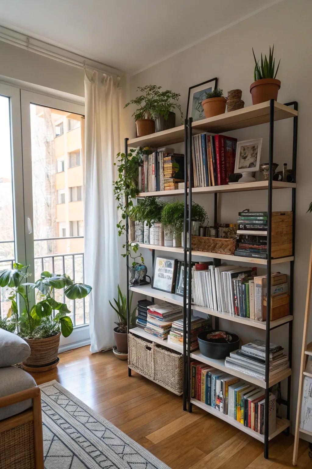 Using wall areas maximizes space efficiency.