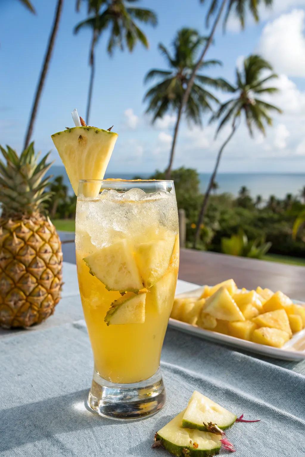 Pineapple imparts a tropical aura to apple cider punch.
