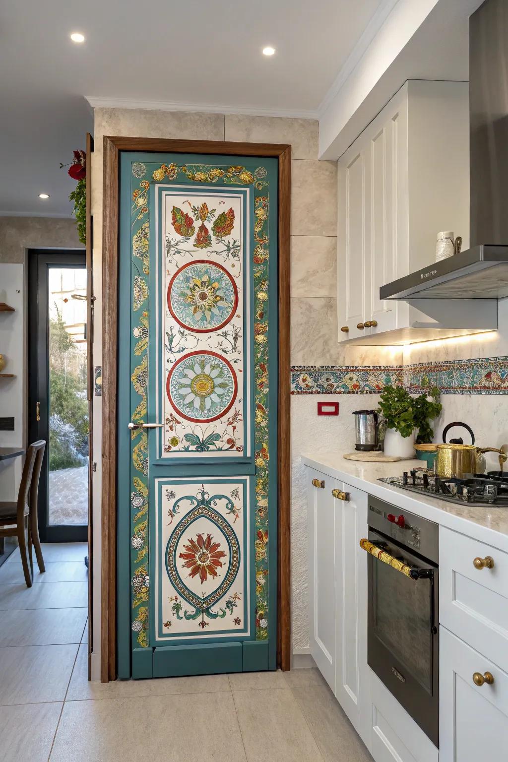 A culturally-inspired door that incorporates a touch of global appeal.