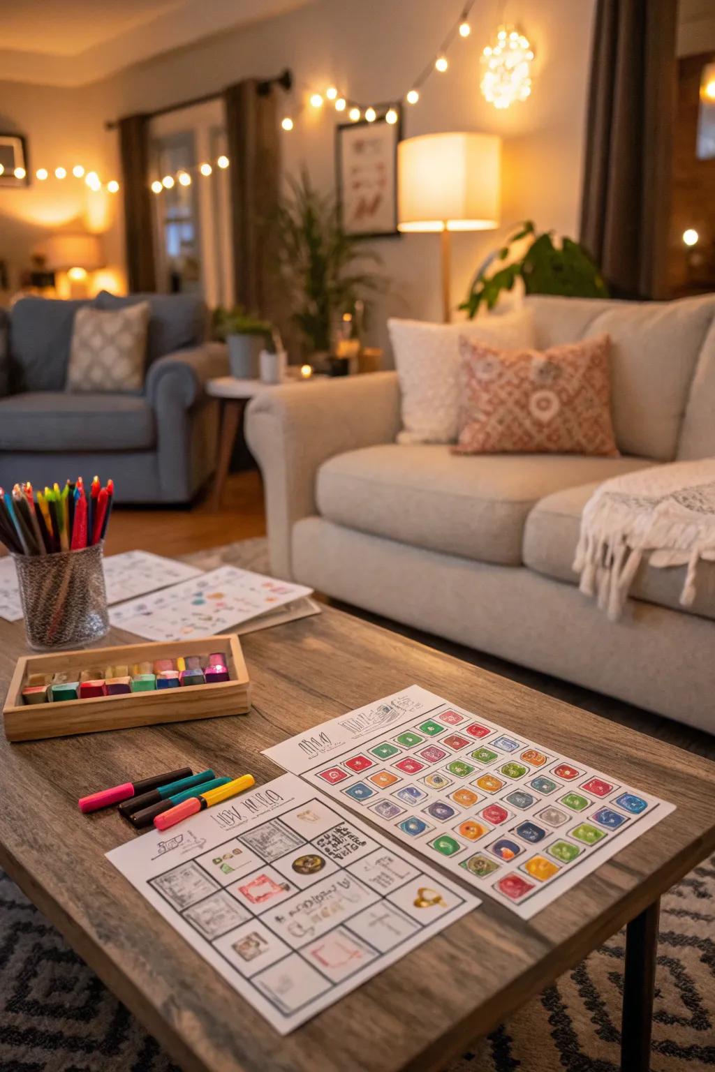 Artwork Bingo playing cards equipped for a amusing and attractive recreation session.