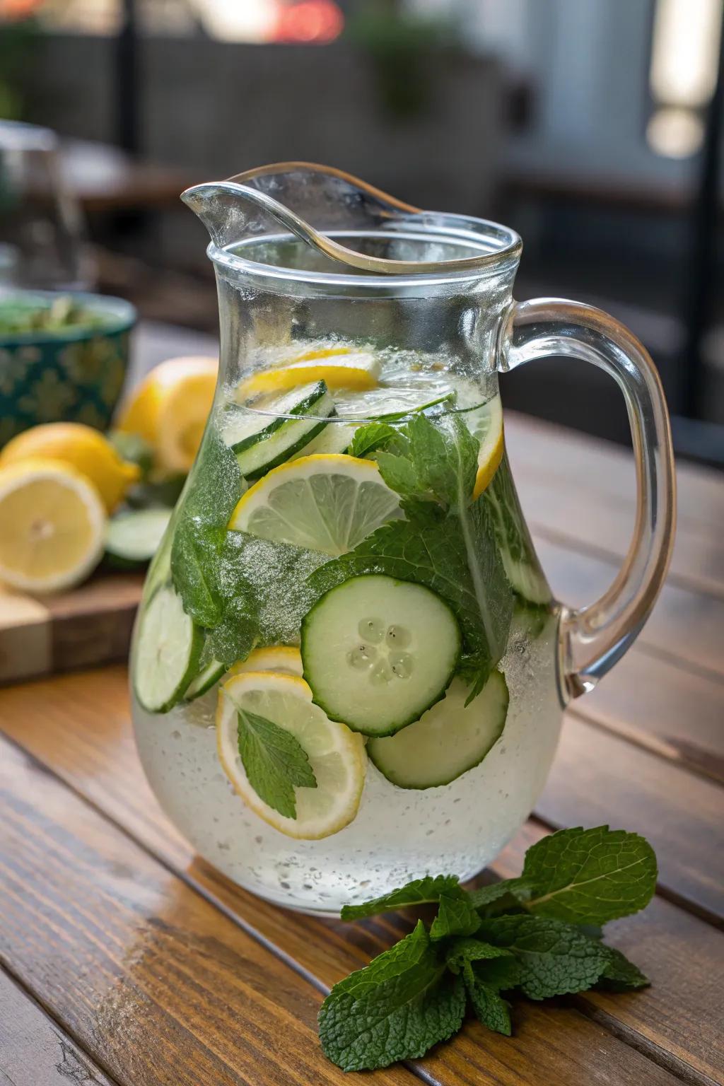 Fruit-infused water is a refreshing way to stay hydrated during your spa day.