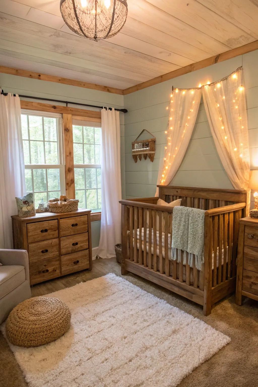 Embrace comfortable coziness with a rustic-themed nursery.